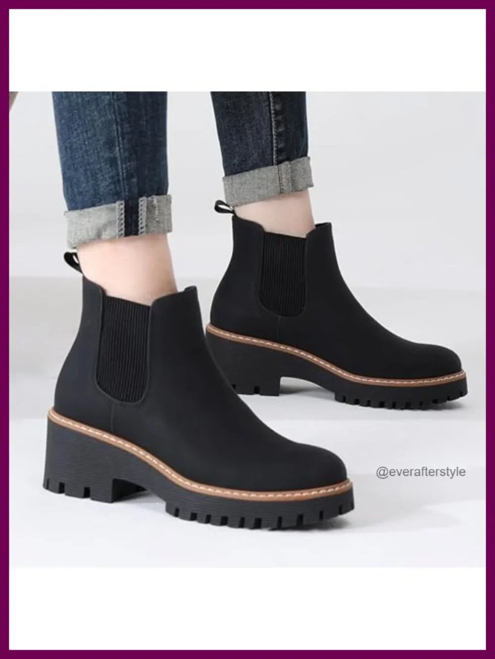 Chunky Platform Chelsea Boots Slip On Wedge Heel Ankle Booties Suede Faux